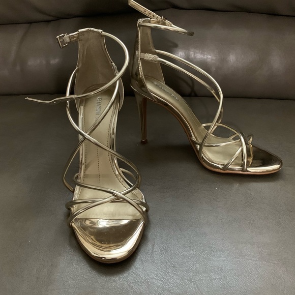 Gianni Bini Gold Strappy Heel Sandals - Picture 3 of 8
